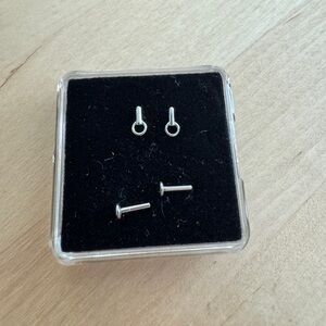 Titanium Flat Back Push Pin Stud Earrings